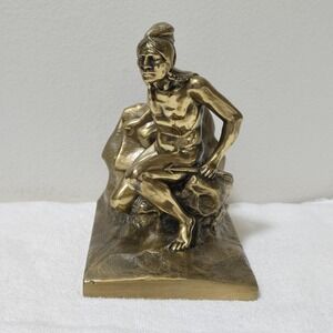 VTG Single Bronze Native American Indian Brave Scout Sculpture Bookend 1930's‎
